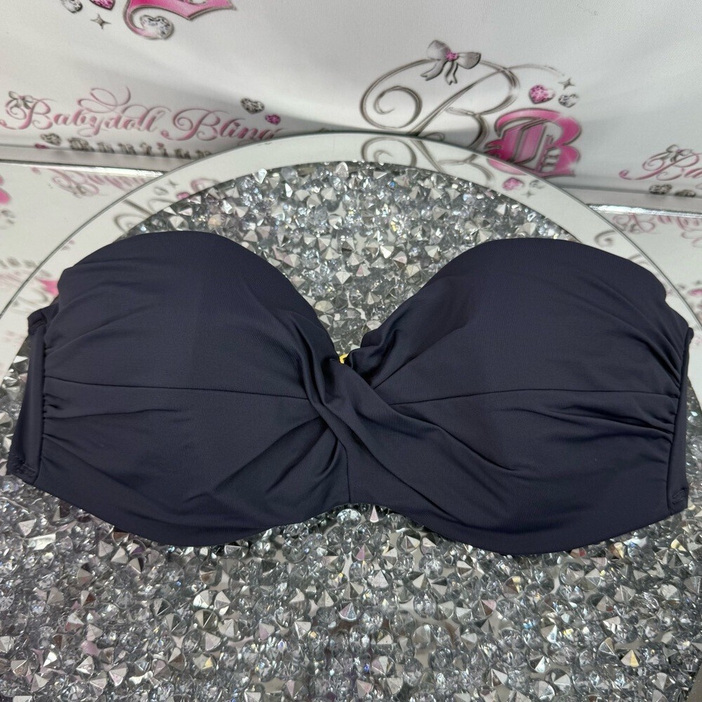 Victoria's Secret bikini top strapless Black and Gray Bikini Top Gold Accent